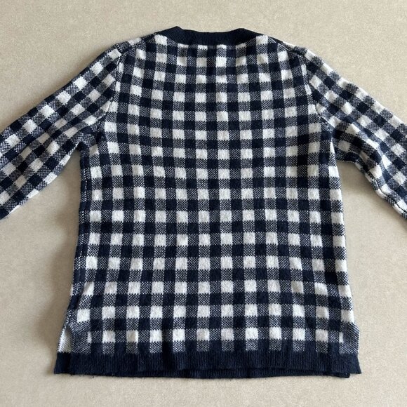 J. Crew Navy Cashmere Gingham Sweater ASO Wednesday Addams - Picture 8 of 13